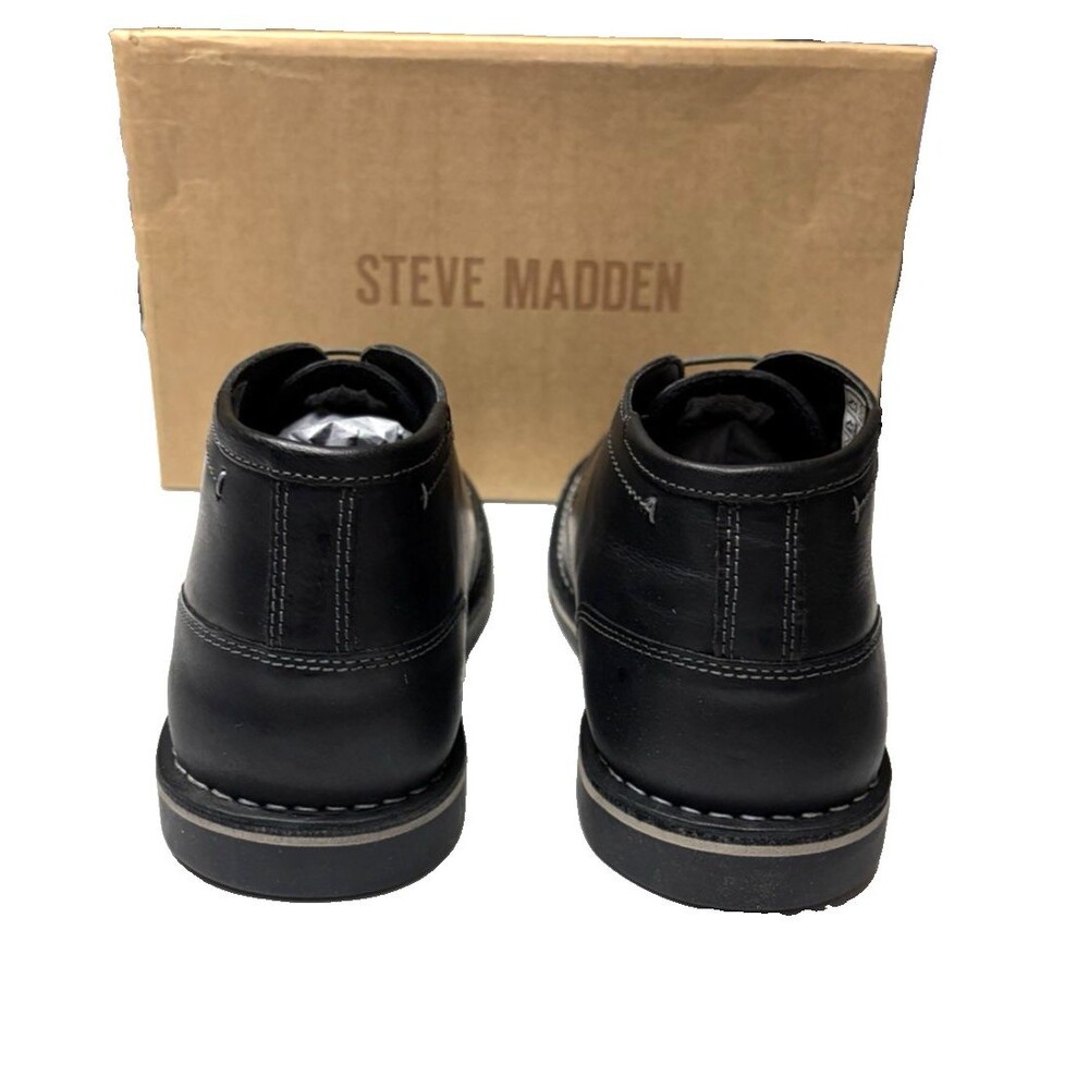 Steve Madden Harken Chukka Ankle Boots Black Leat Smooth Leather Size 11 NIB - Picture 3 of 6